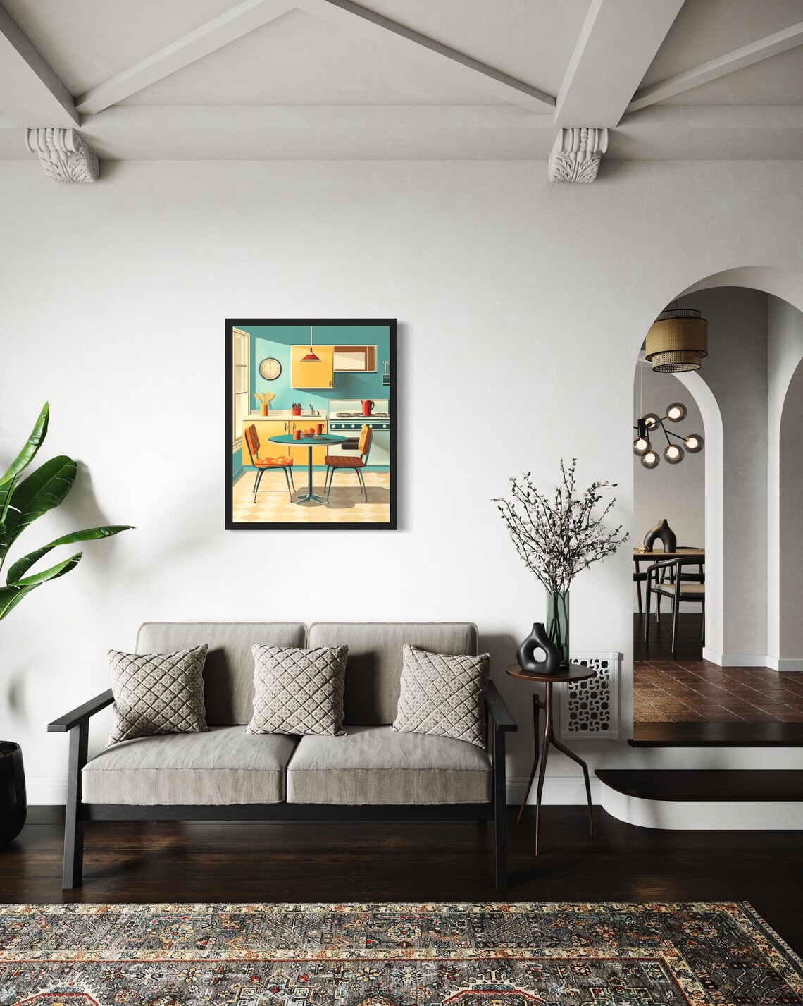 Dining Table Pop Art Poster, Original Paint Artwork - Image 2