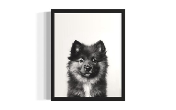 Black Puppy White Chest Portrait Minimalist Nursery Animal Poster