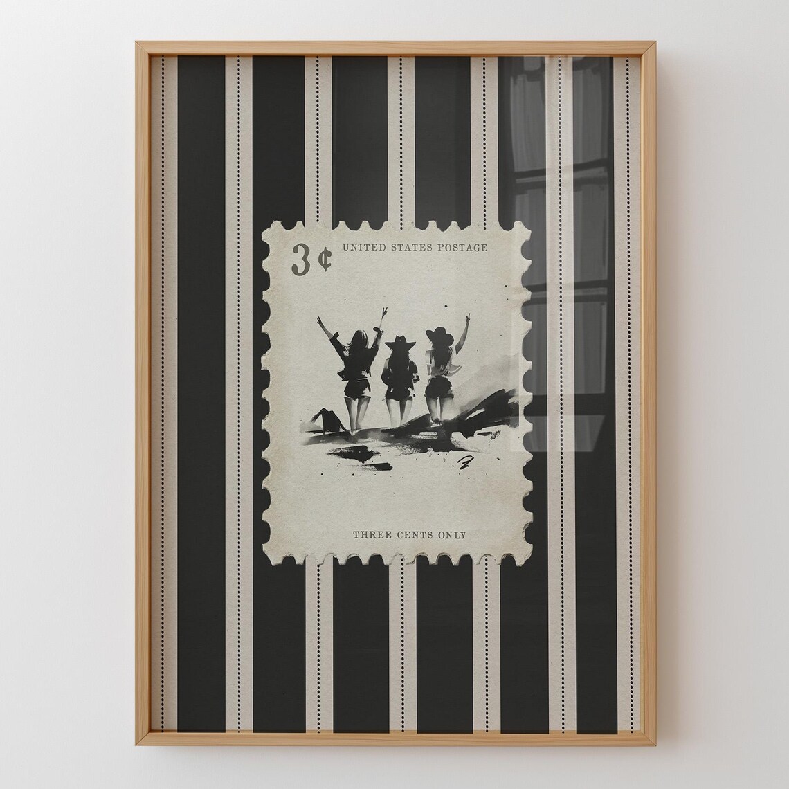 Vintage Striped Rodeo Horse Poster, Cowgirl Decor