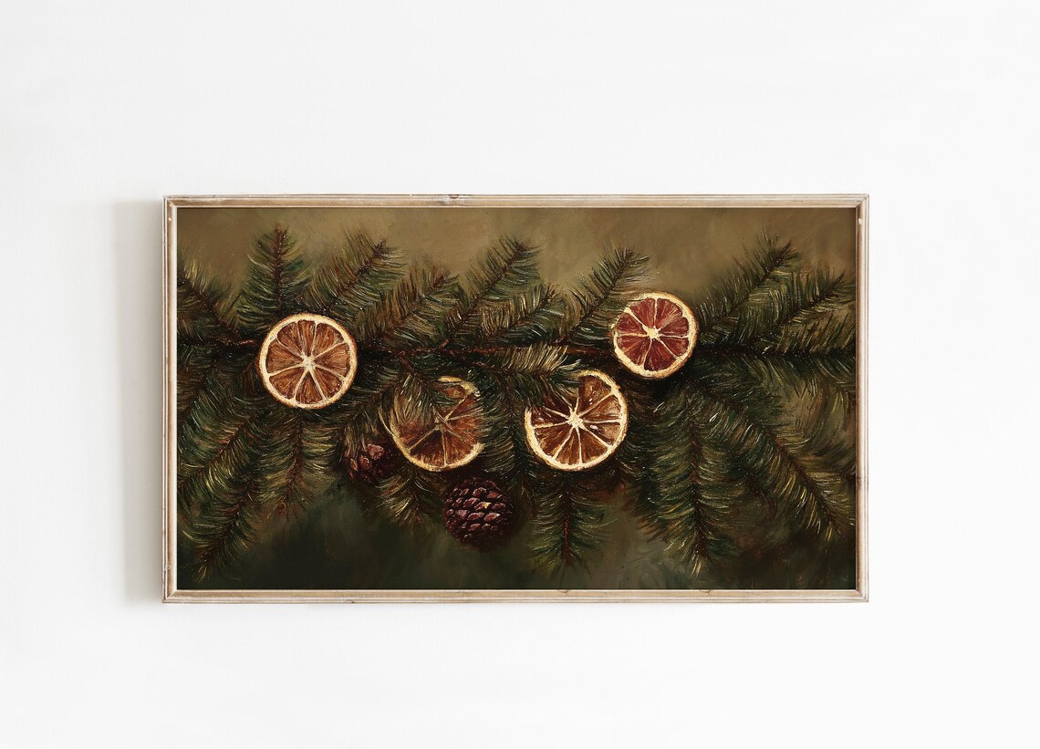 Christmas Moody Botanical Oranges Art Print - Image 4