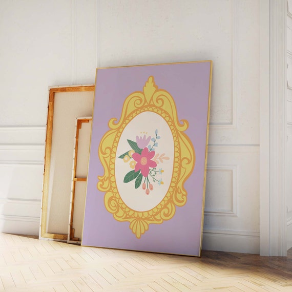 Vintage Floral Frame Print Art Flower Wall Art Grandmillennial Floral Art Print Cute Trendy Wall Art