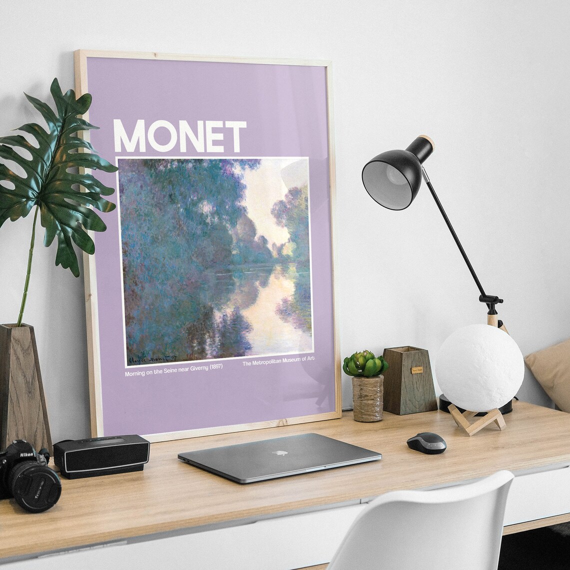 Monet Morning on the Seine Lavender Exhibition Poster Met Art - Image 3