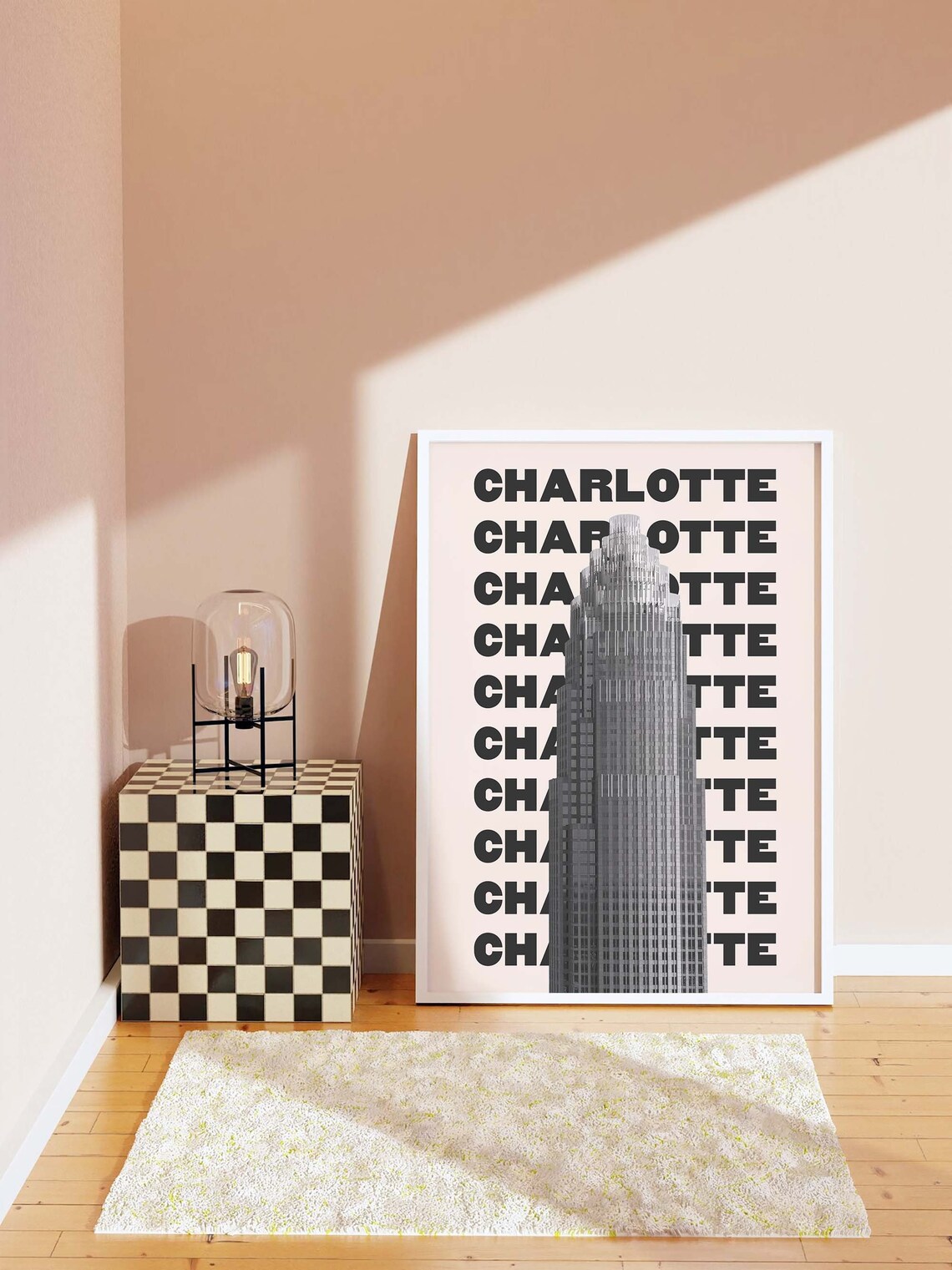 Charlotte North Carolina Skyscraper Repeat Typography Travel Poster - Image 4