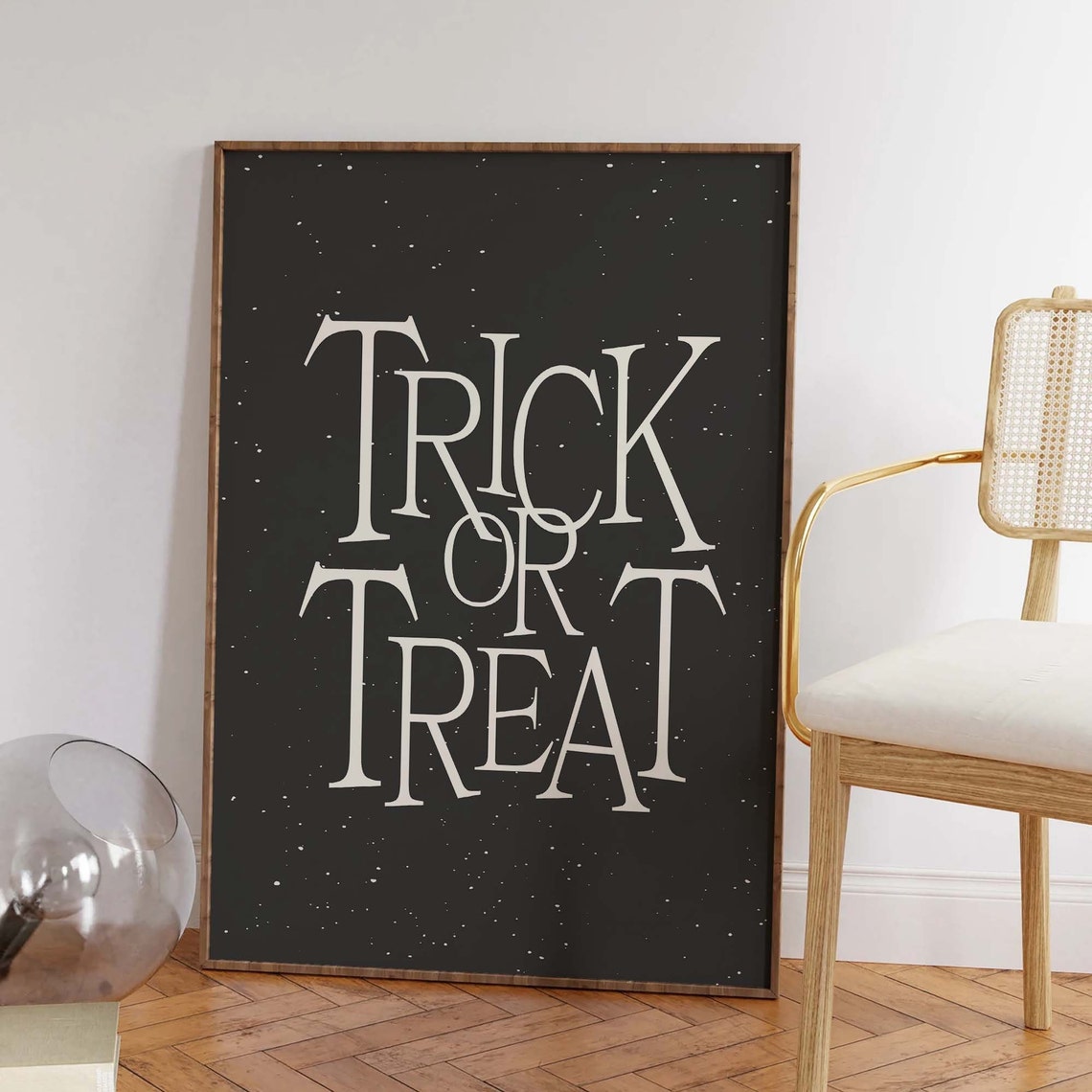 Trick Or Treat Minimal Black Halloween Quote Wall Decor Poster - Image 2