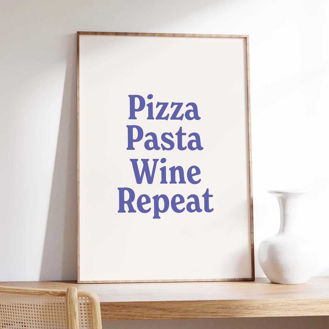 Pizza Pasta Wine Repeat Print Art Aesthetic Kitchen Decor Cute Cooking Wall Art Trendy Food Wall Art - Image 4