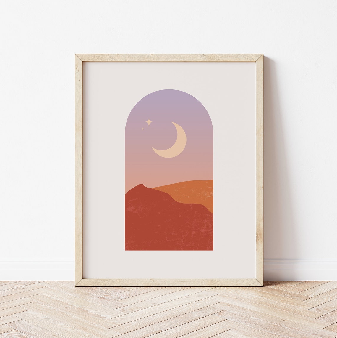 Desert Moon Crescent Night Abstract Boho Minimalist Wall Poster