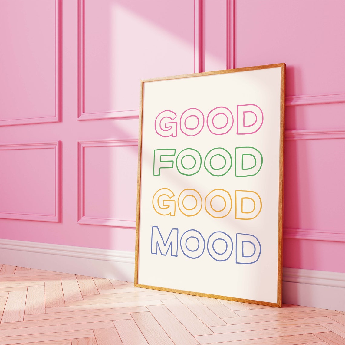 Good Food Good Mood Colorful Rainbow Kitchen Quote Wall Decor Poster - Image 3