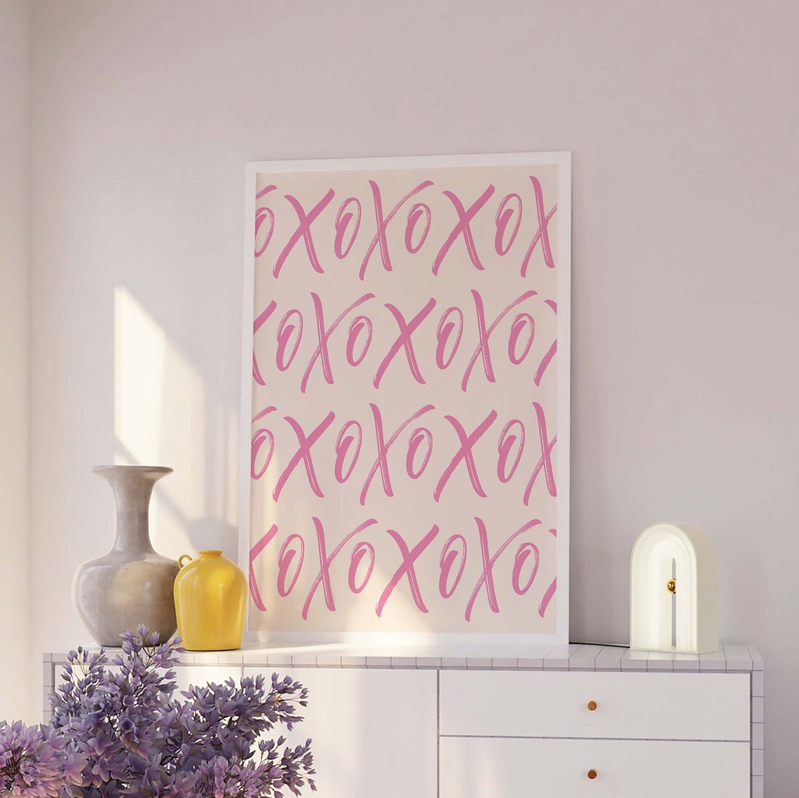 Xoxo Script Print Art Valentines Day Decor Pink Wall Art Trendy Valentines Cute Valentines Print - Image 3
