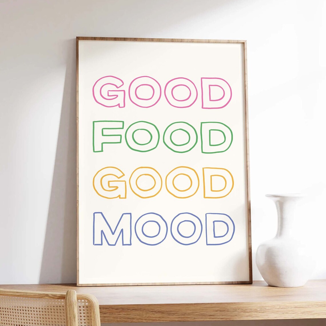 Good Food Good Mood Colorful Rainbow Kitchen Quote Wall Decor Poster - Image 2