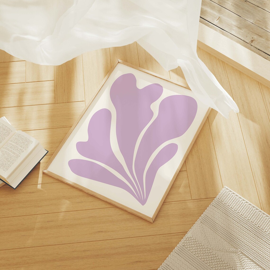 Purple Abstract Botanical Leaf Shape Minimalist Art Poster For Home - Image 3