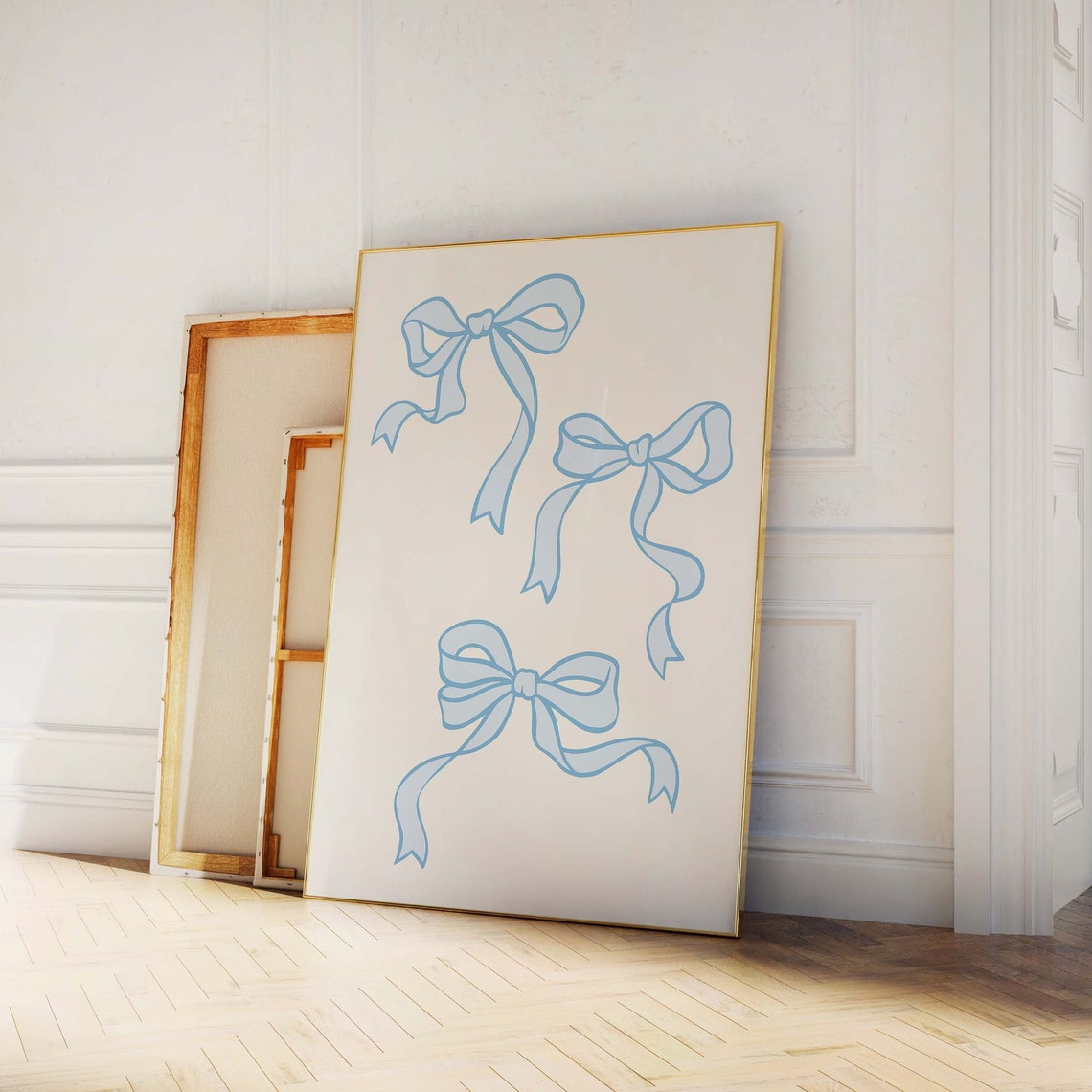 Blue Ribbon Bows Illustration Balletcore Nursery Room Decor Poster - Image 4
