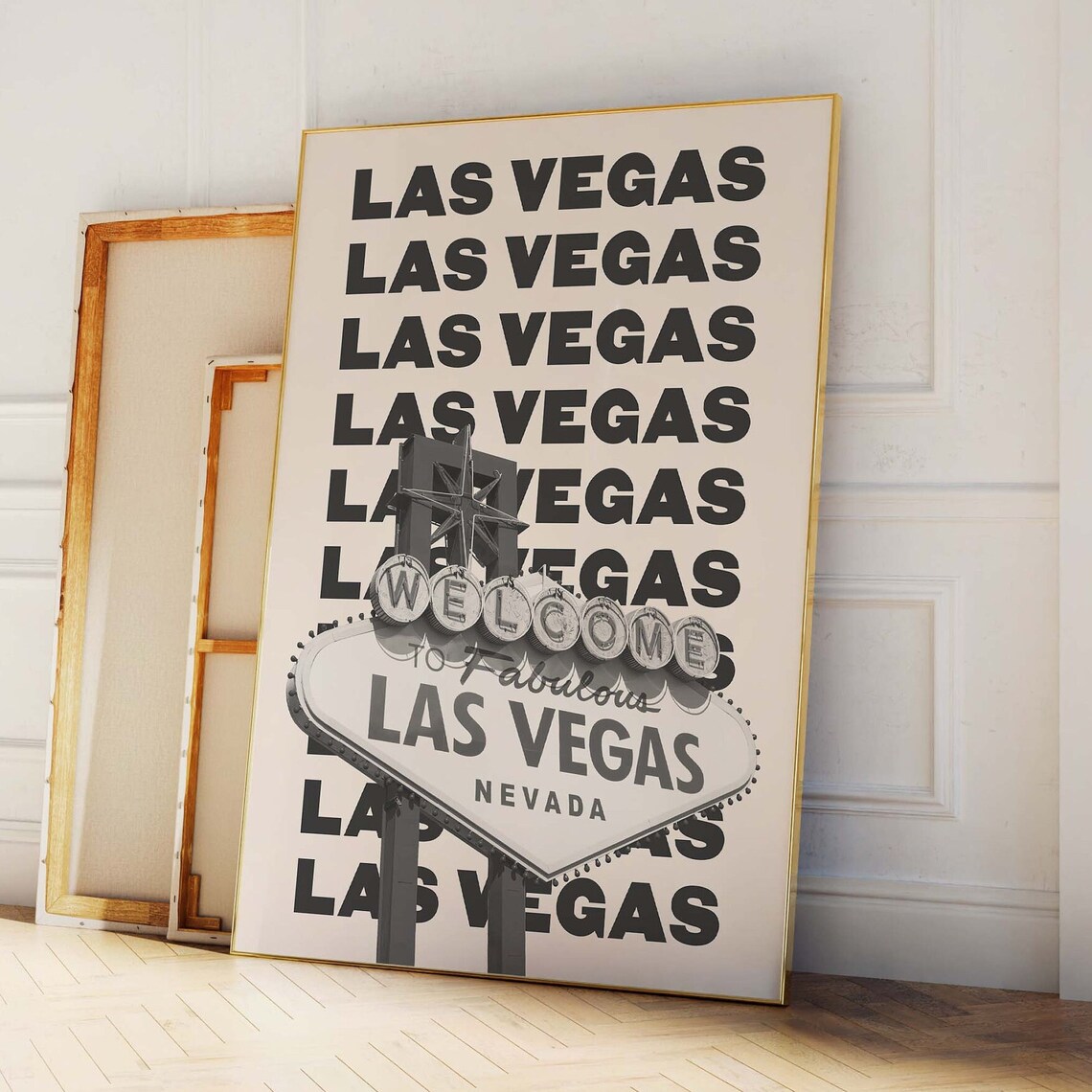 Las Vegas Sign Photography Bold Black Text Repeat Travel Wall Poster - Image 4