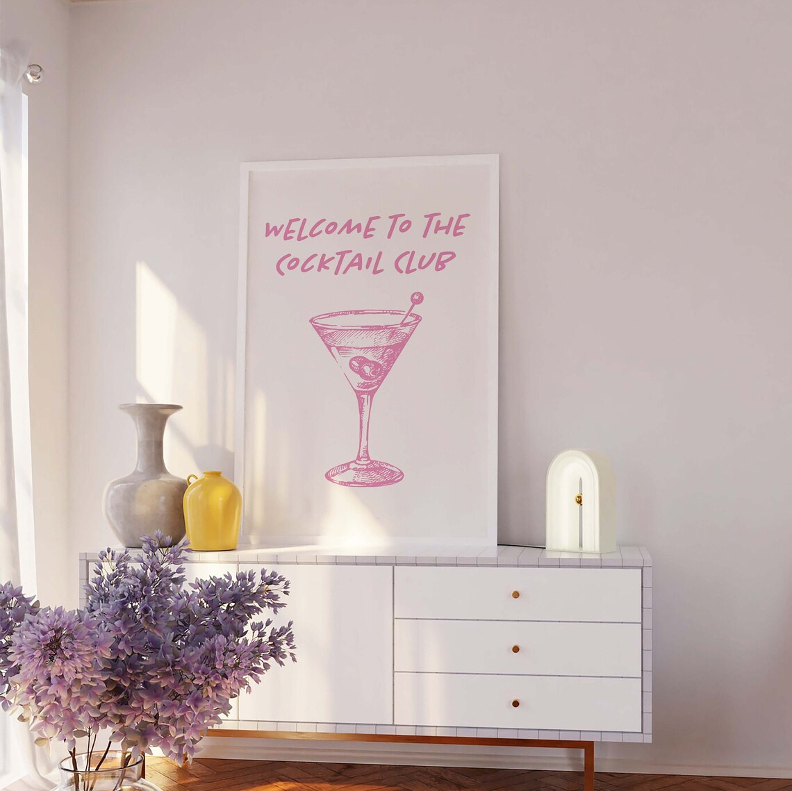 Welcome To The Cocktail Club Pink Martini Sketch Bar Art Poster - Image 2