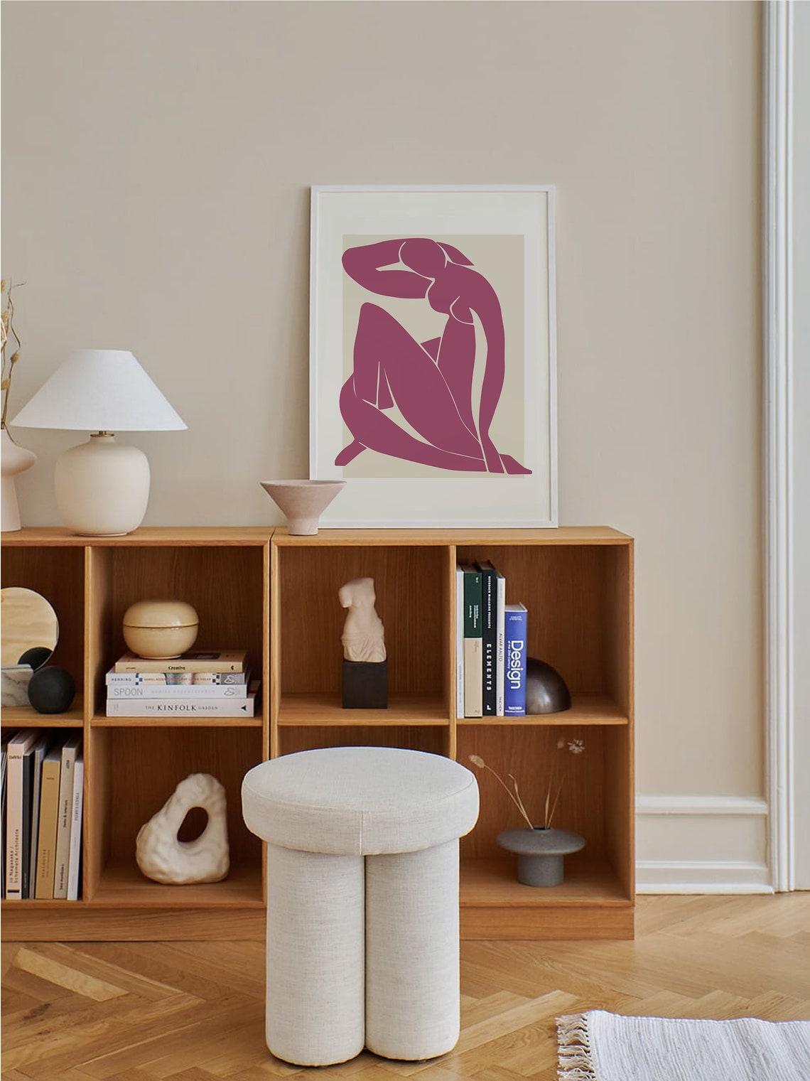 Abstract Burgundy Nude Figure Paper Cut Modern Minimalist Poster - Image 5