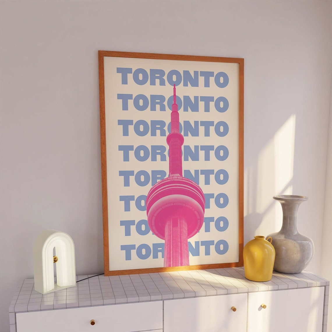 Toronto Canada CN Tower Repeat Typography Pink Blue Travel Poster - Image 5