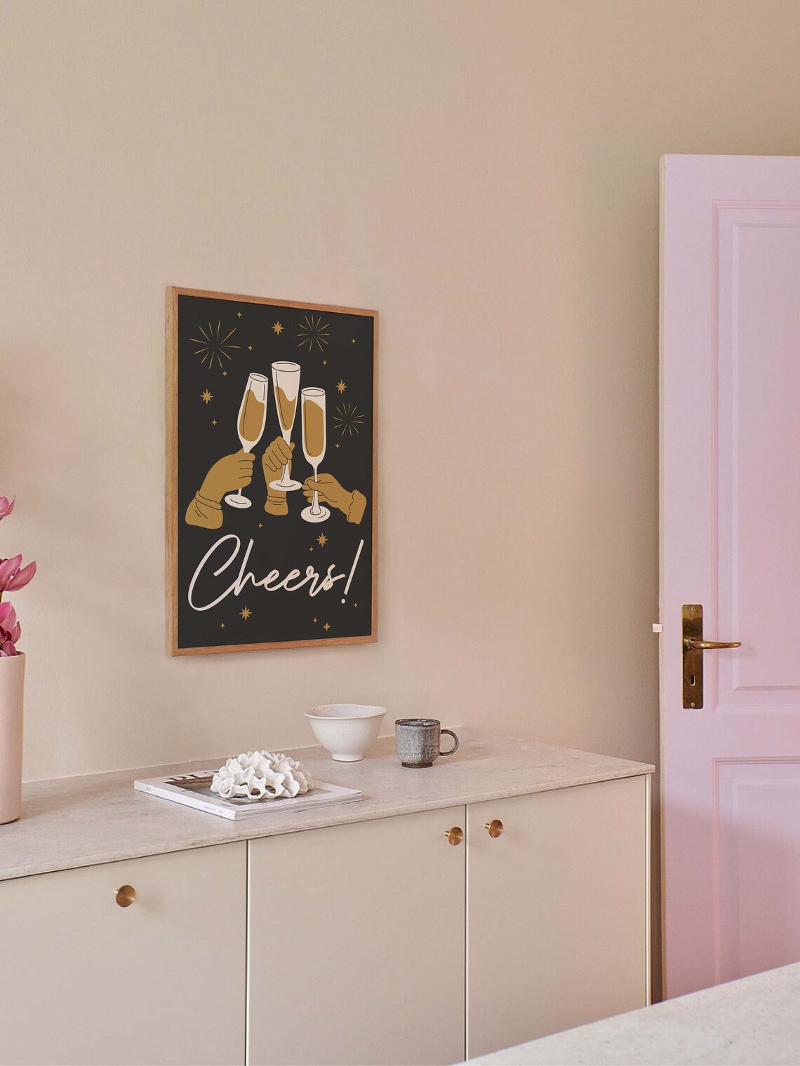 Cheers Champagne Toast Black Gold Sparkle Party Celebration Poster - Image 6