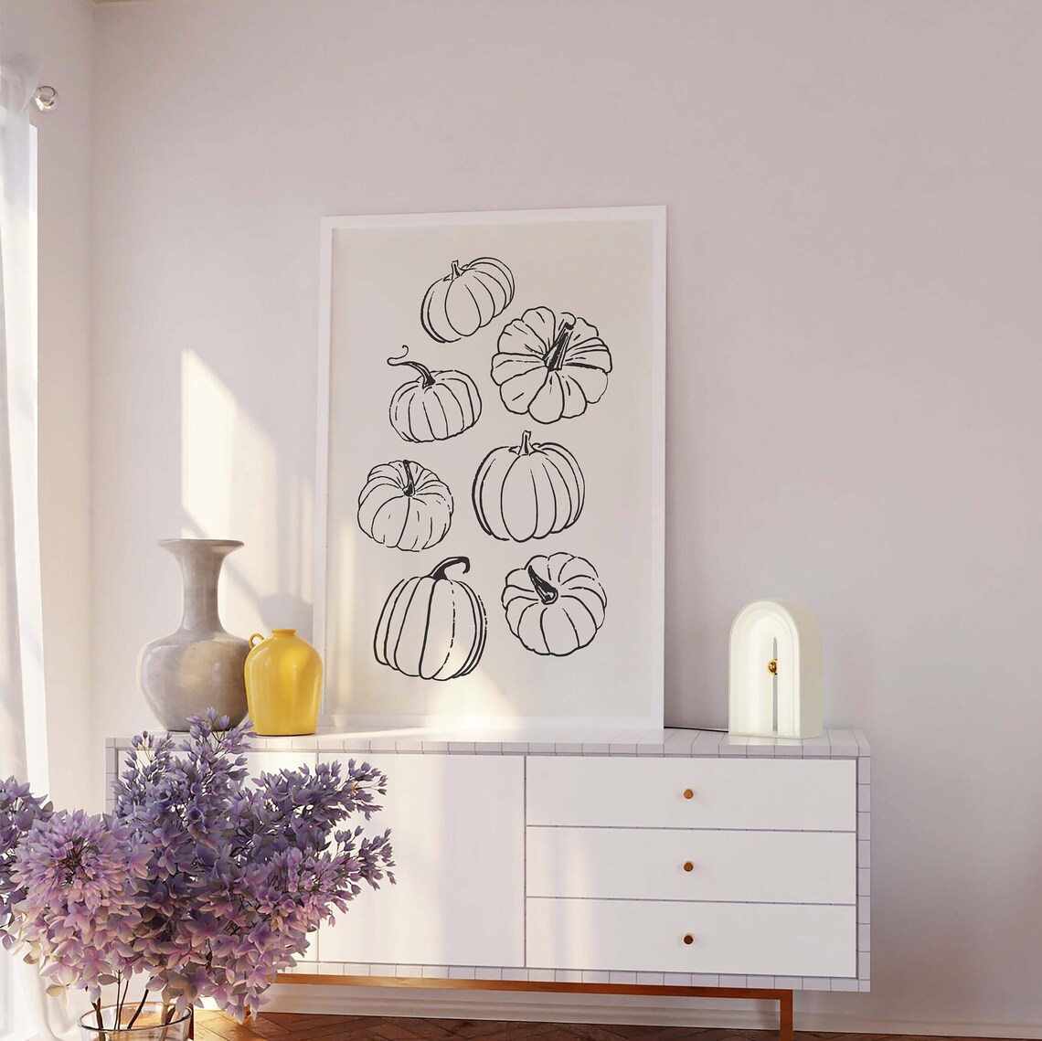 Pumpkins Art Print, Rustic Autumn Wall Decor - Image 3