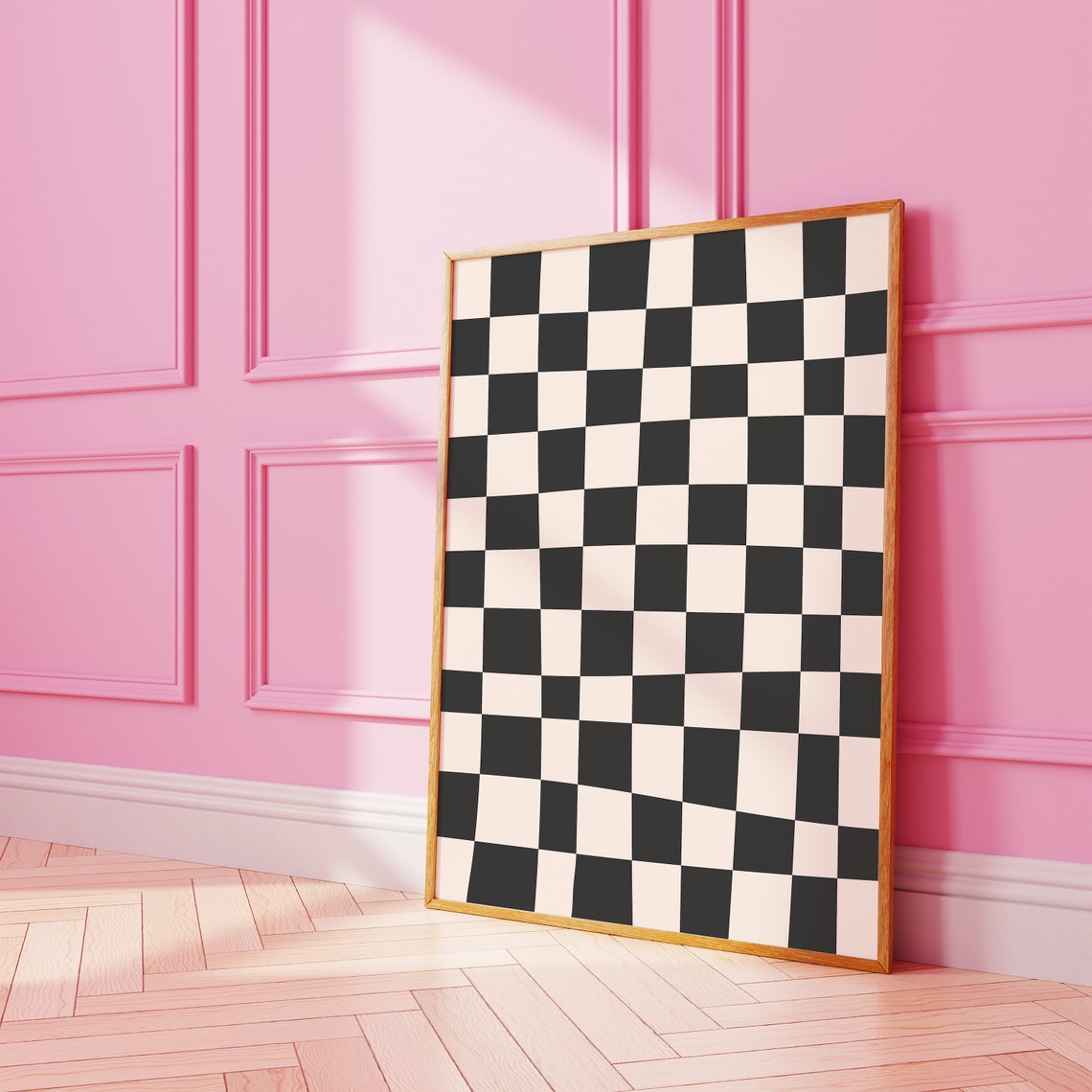 Black And White Abstract Print Art Trendy Checkered Print 70s Retro Art Cute Trendy Wall Art - Image 4