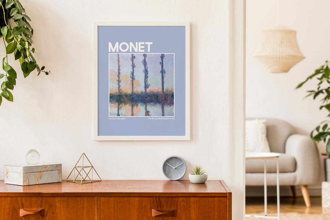 Monet The Four Trees Blue Exhibition Poster Impressionist Met Art - Image 4