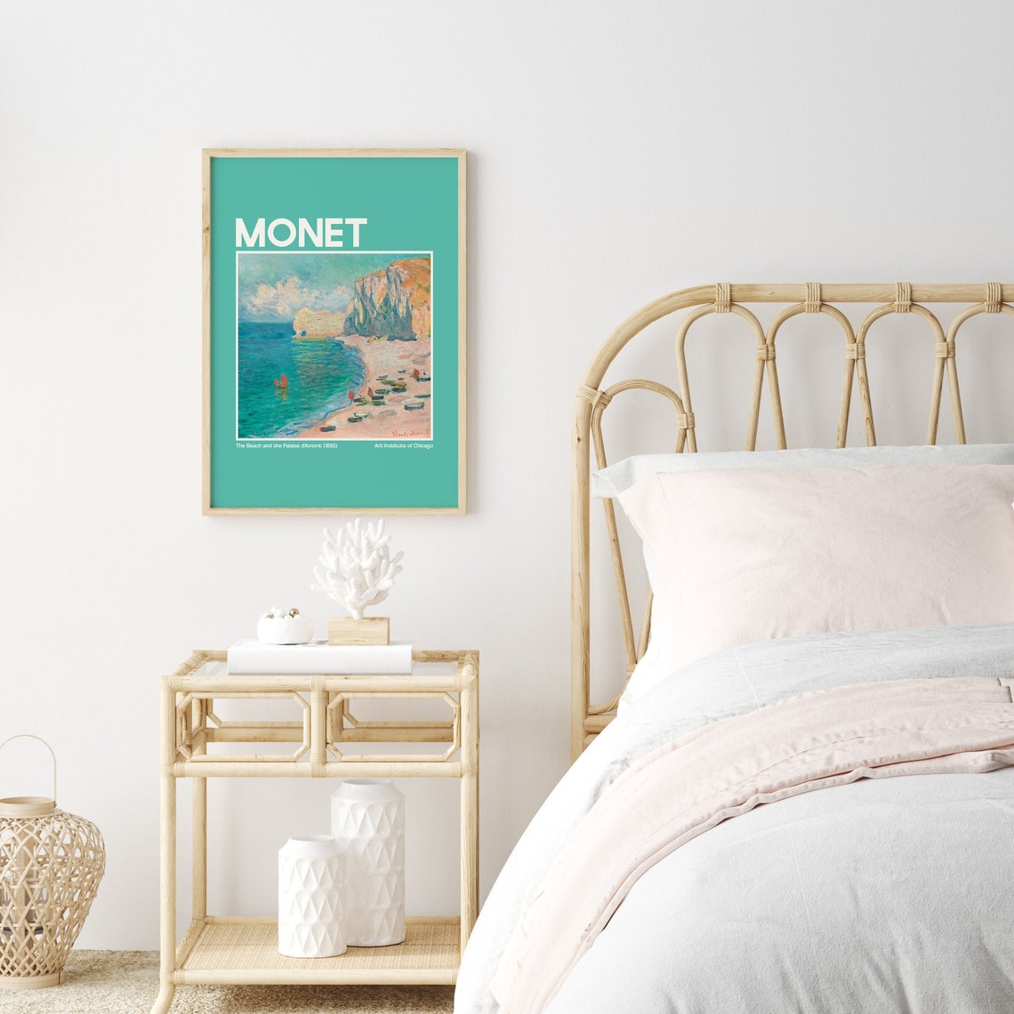 Monet Beach and Falaise d'Amont Teal Exhibition Poster Chicago Art - Image 3