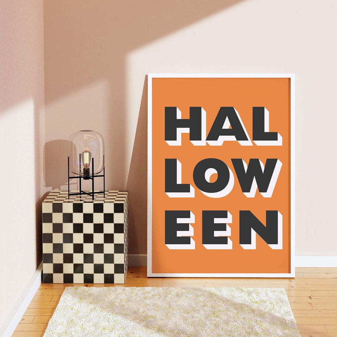 Bold Block Letter Halloween Black on Orange Typographic Poster - Image 7