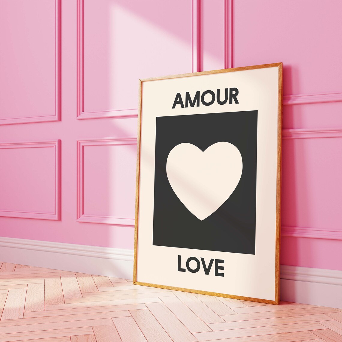Amour Love Heart Black White Minimal French Romantic Wall Poster - Image 2