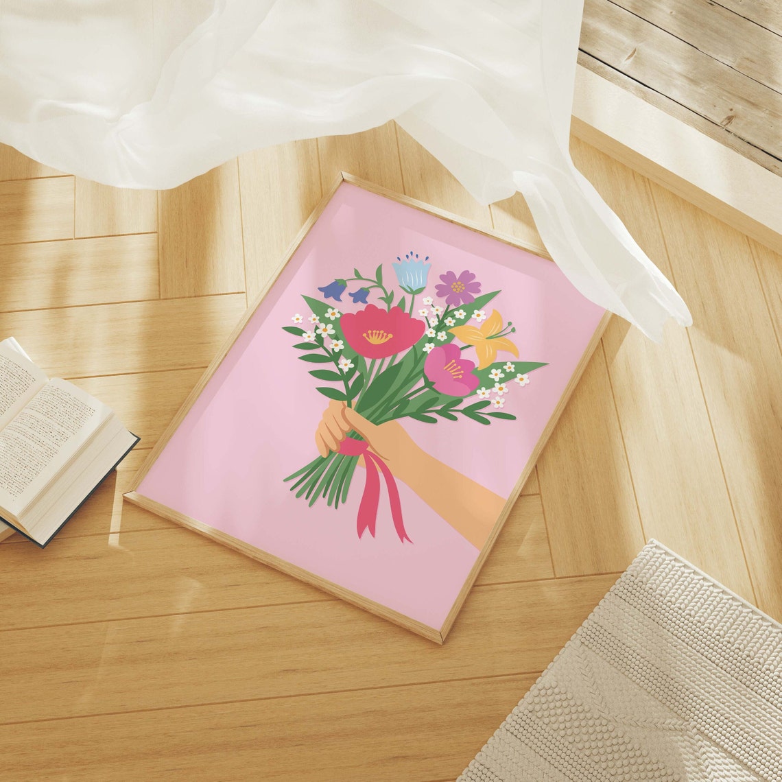 Hand Holding Wildflower Bouquet Colorful Spring Floral Gift Poster - Image 4