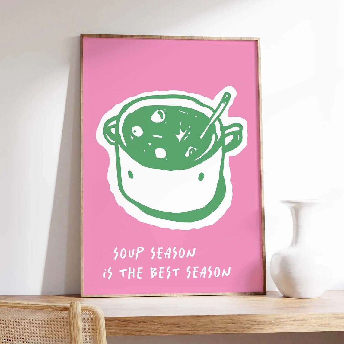 Soup Season Is The Best Season Quote Pot Illustration Kitchen Poster - Image 3