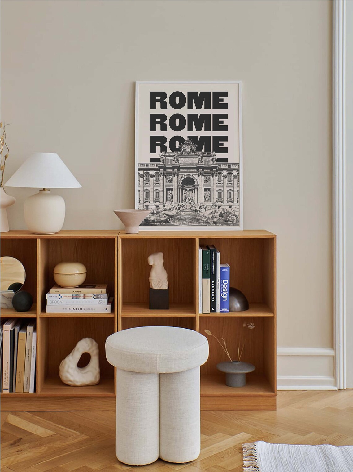 Rome Trevi Fountain Black White Bold Typography Travel Poster - Image 5