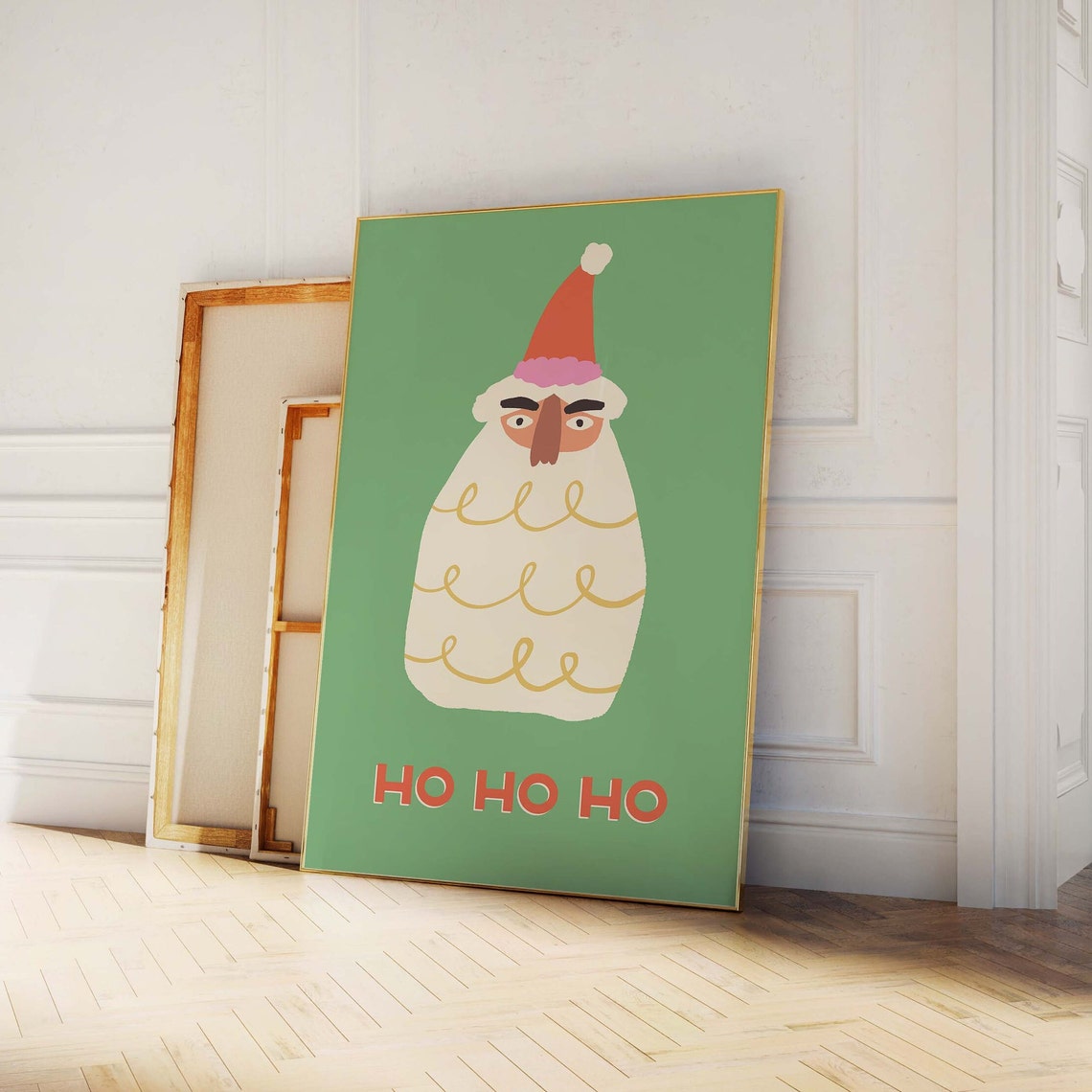 Santa Print Art Cute Christmas Decor Boho Holiday Wall Art Trendy Christmas Art Print - Image 4