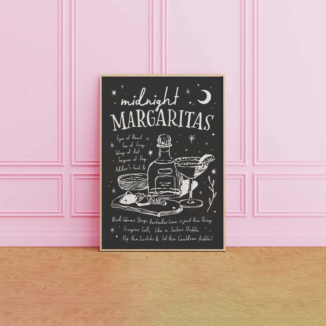 Midnight Margaritas Witchy Recipe Chalkboard Art Poster for Bar Decor - Image 2