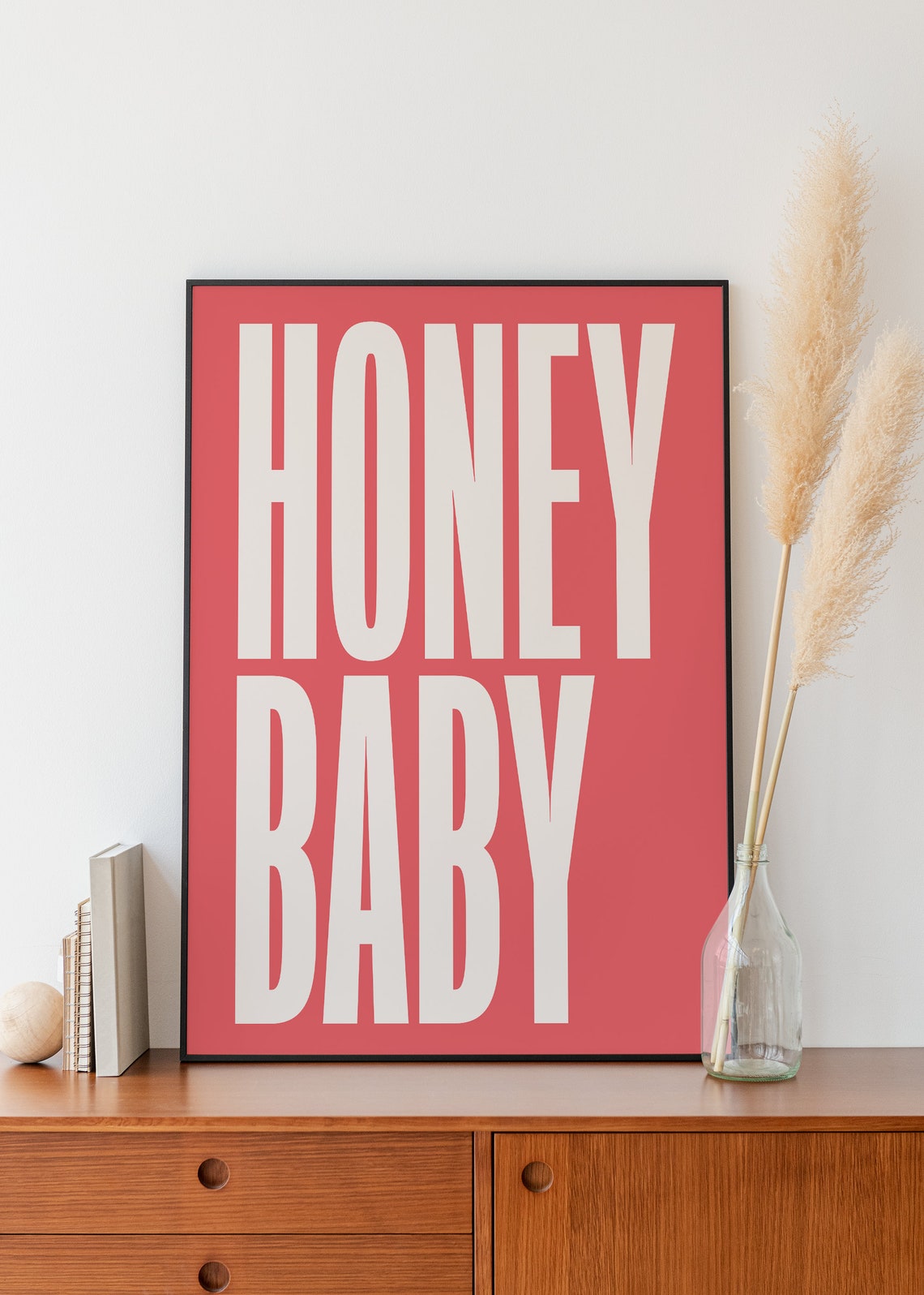 Honey Baby Bold Cream Typography Red Background Modern Quote Poster - Image 3