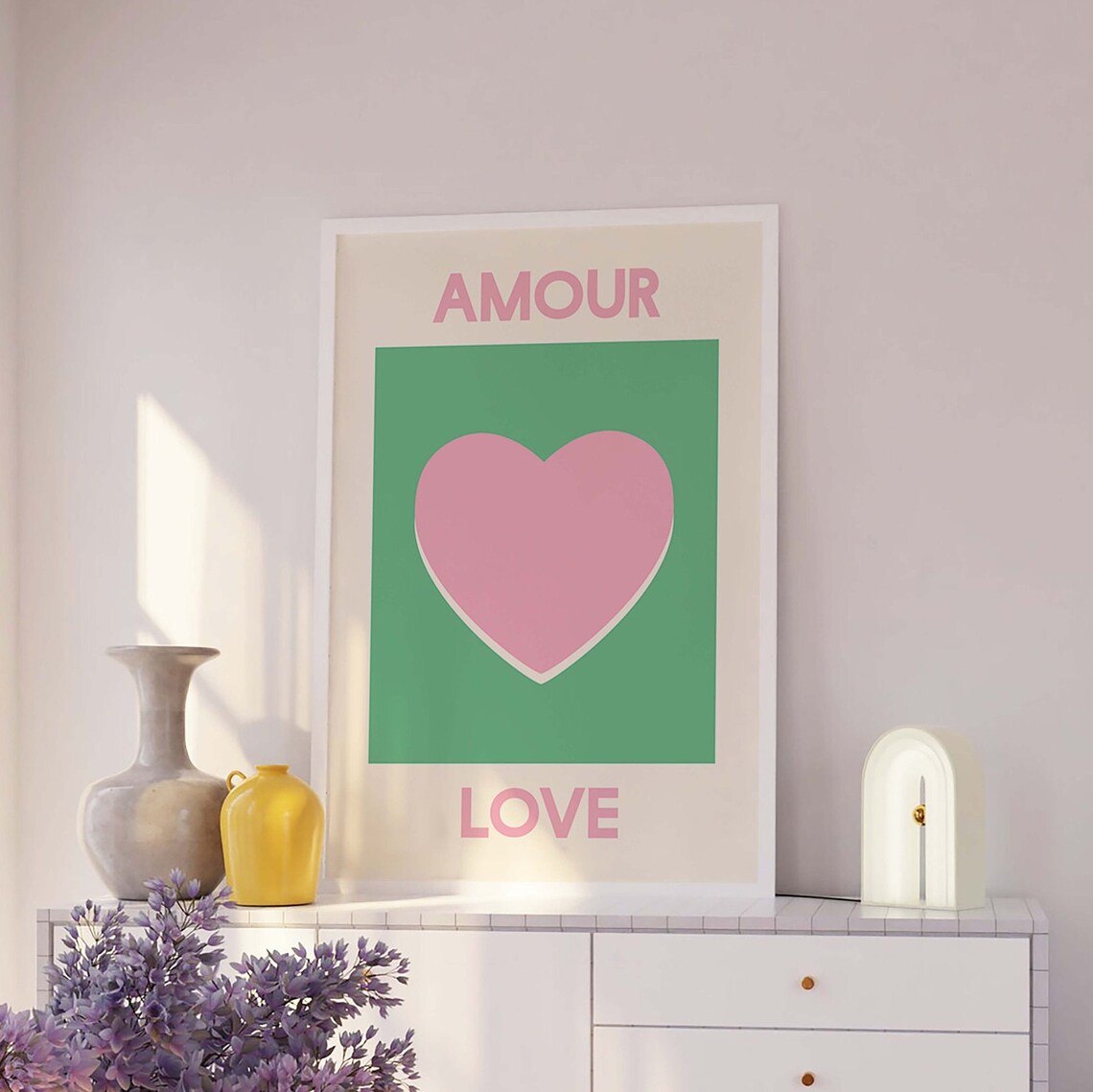 Amour Love Pink Heart Fresh Green French Inspired Room Decor Poster - Image 4