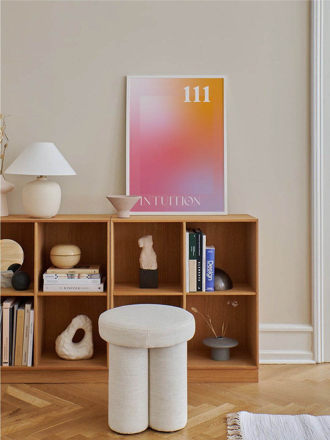 Angel Number 111 Intuition Poster with Orange Pink Aura Gradient - Image 3