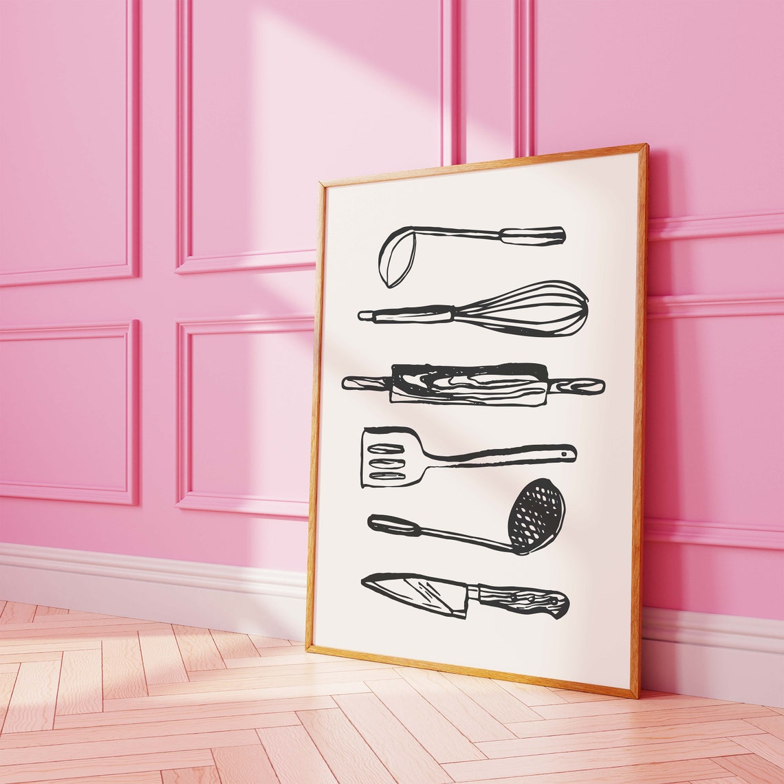 Kitchen Utensils Print Art Black Kitchen Decor Neutral Foodie Art Poster Cute Trendy Wall Art Gift For Cook - Image 3