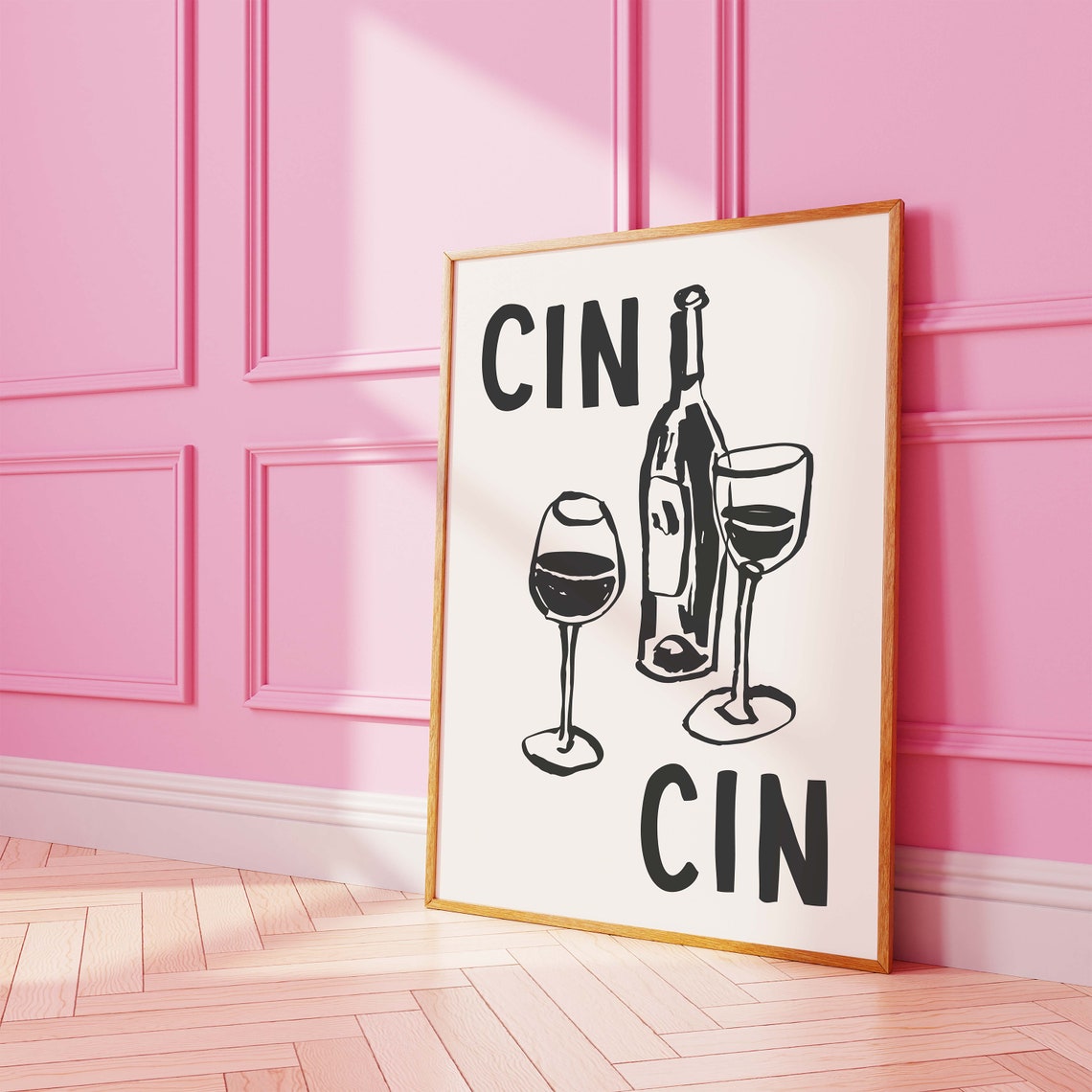 Cin Cin Print Art Cute Wine Sketch Print Cocktail Bar Art Trendy Kitchen Print Cheers Wall Art - Image 2