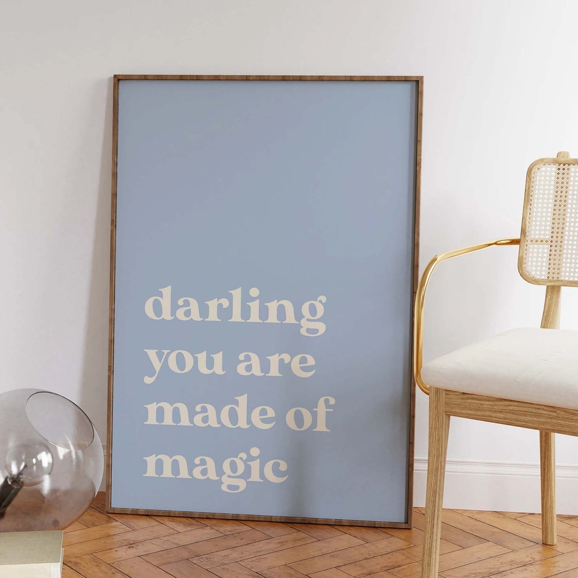 Darling You Are Made Of Magic Quote Blue Typography Wall Art - Image 4