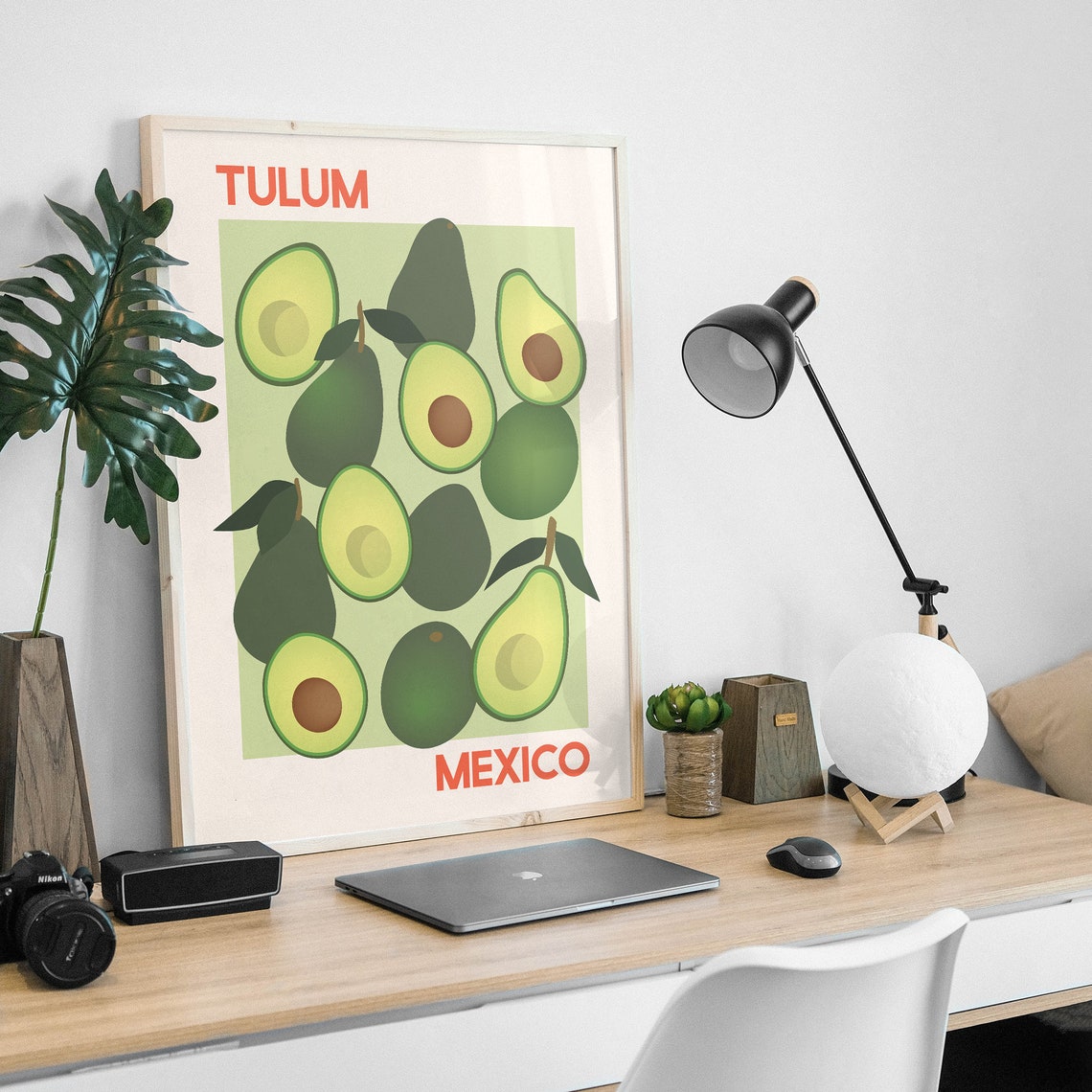 Green Tulum Mexico Avocado Pattern Tropical Travel Food Poster - Image 3