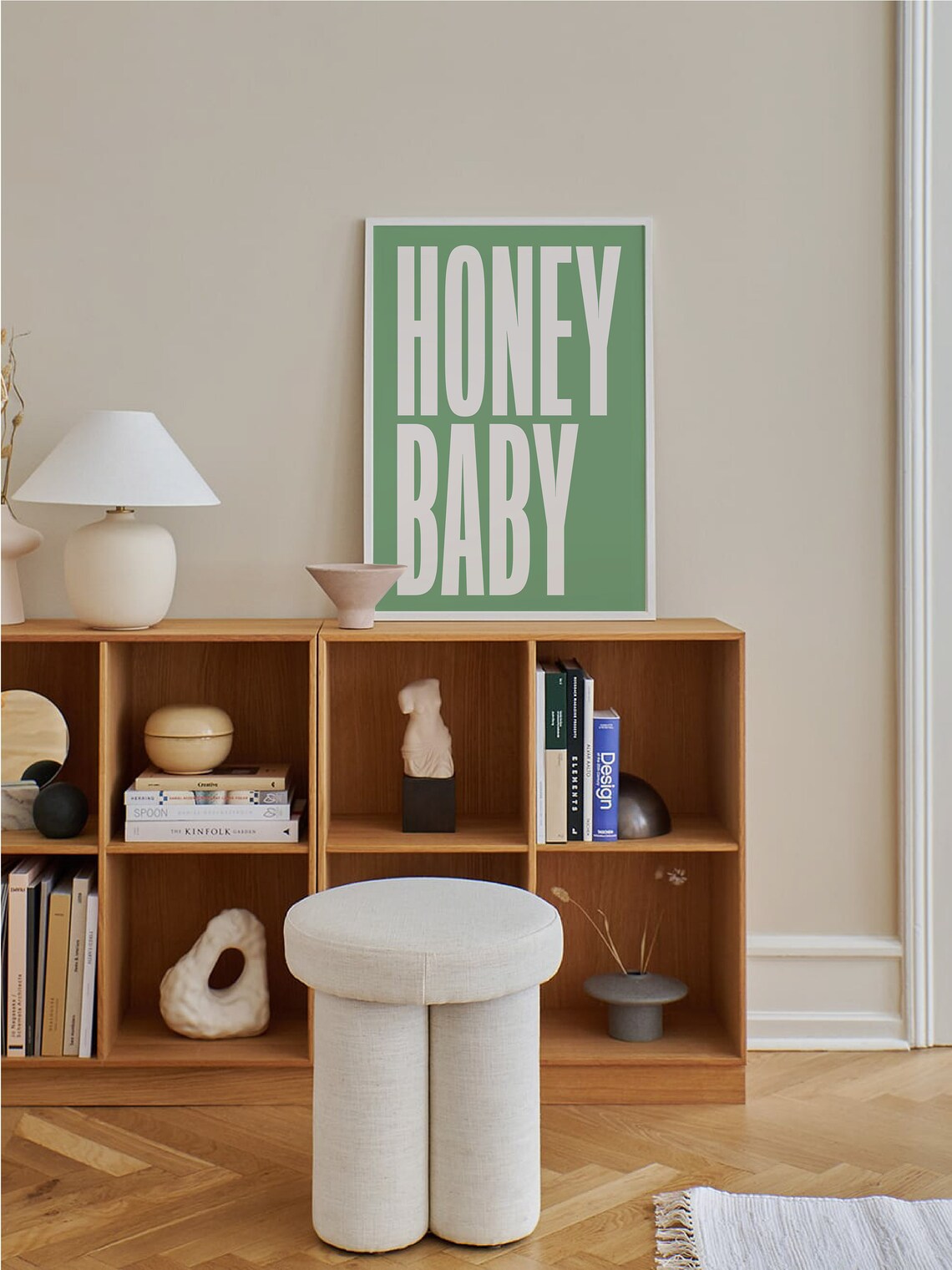 Honey Baby Bold Cream Typography Green Background Modern Quote Poster - Image 5