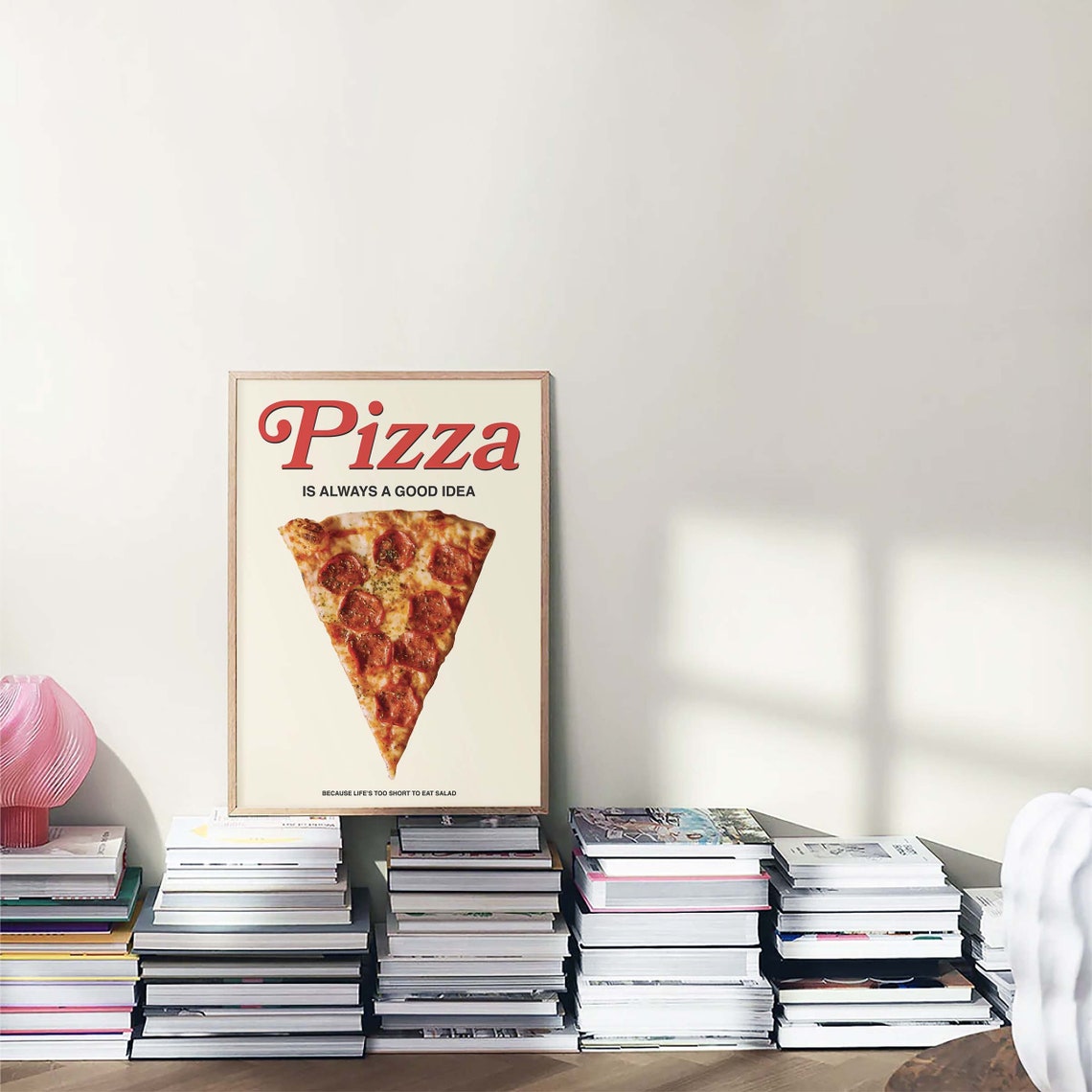 Pizza Print Art Red Kitchen Decor Retro Pizza Poster Cute Food Kitchen Art - Image 4