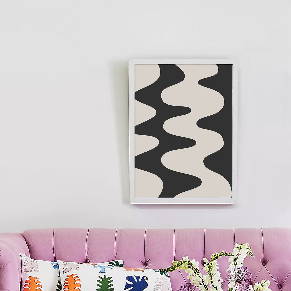 Black Abstract Print Art Trendy Neutral 70s Retro Art Cute Trendy Wall Art - Image 3