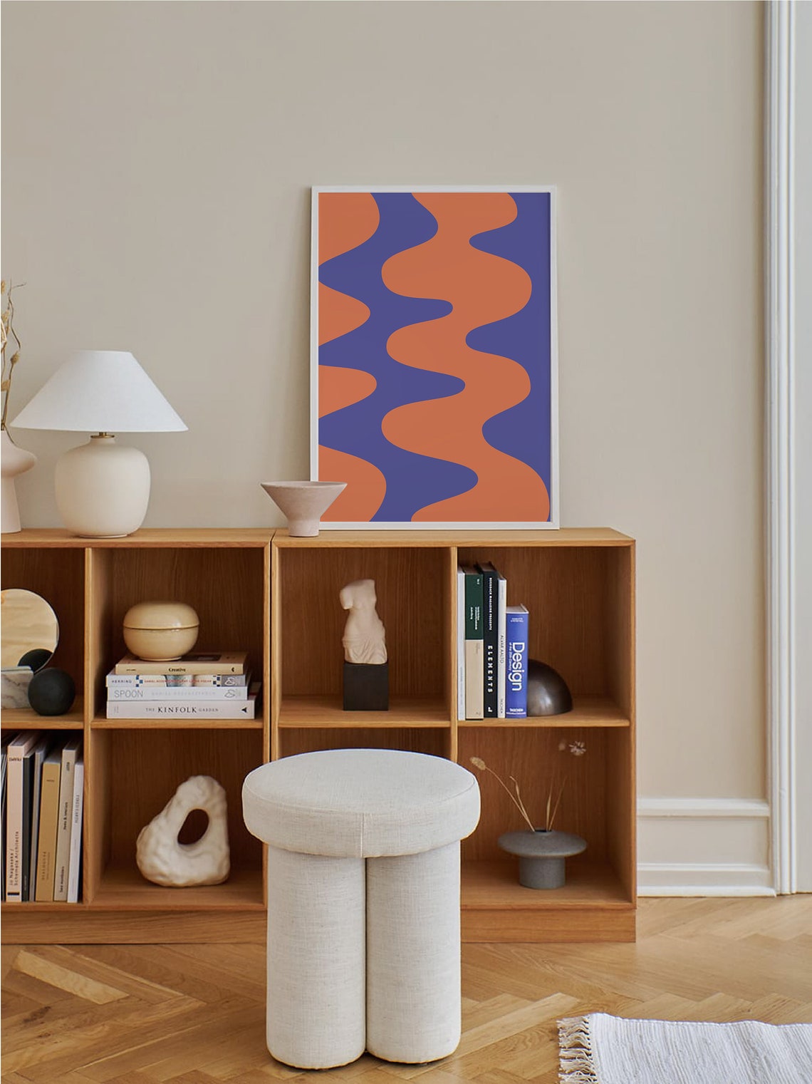 Blue Orange Abstract Print Art Trendy Blue Orange 70s Retro Art Cute Trendy Wall Art - Image 5