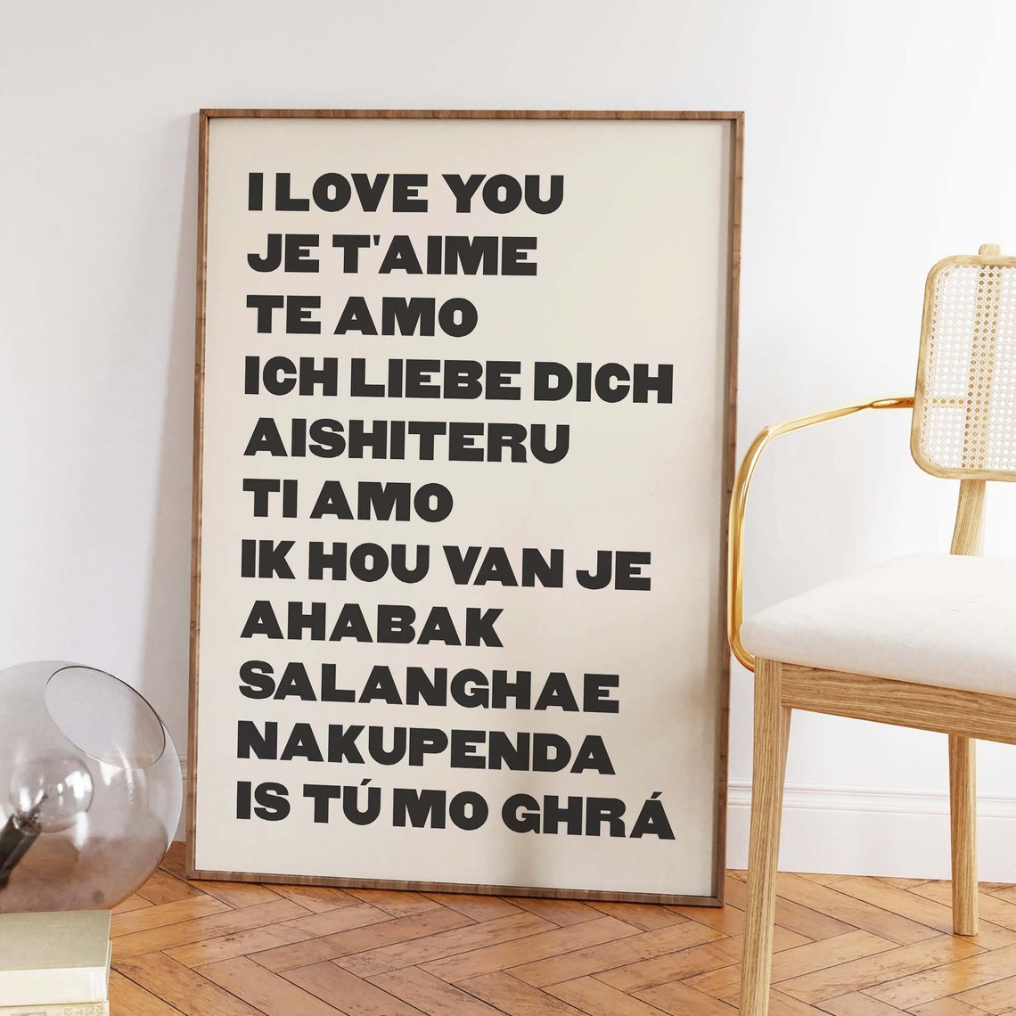 I Love You In Different Languages Minimalist Love Quote Wall Print - Image 3