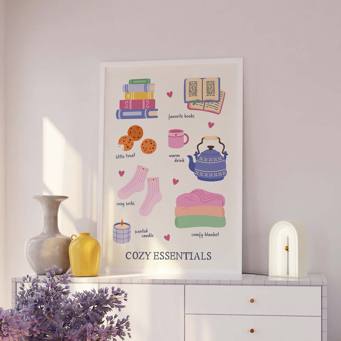 Cozy Essentials Cute Hygge Infographic Poster For Book Lovers - Image 3