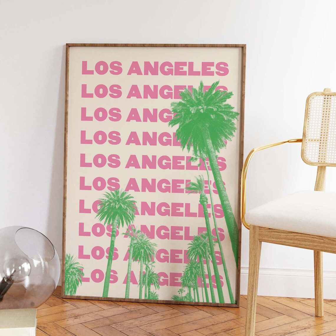 Los Angeles Green Palm Trees Pop Art Travel Poster for Wall Decor - Image 2