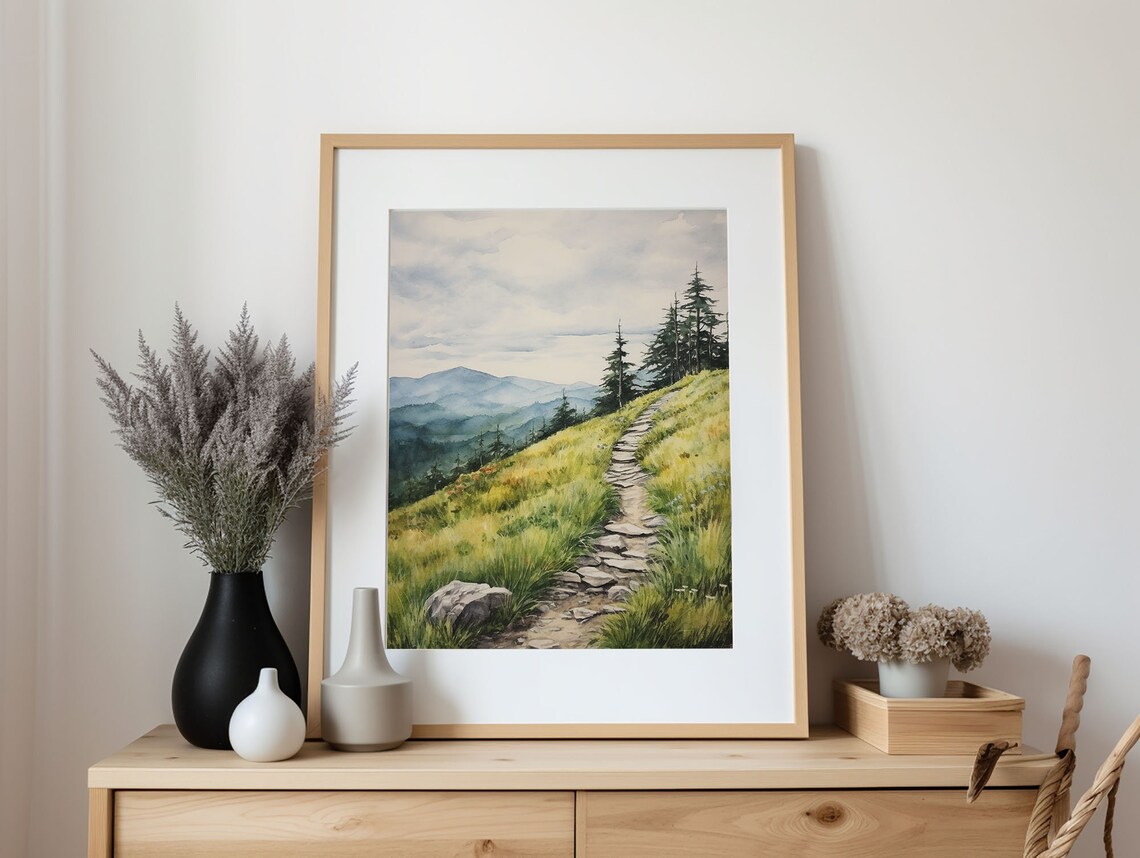 Appalachian Trail Blue Ridge Mountain Watercolor Art Print - Image 4