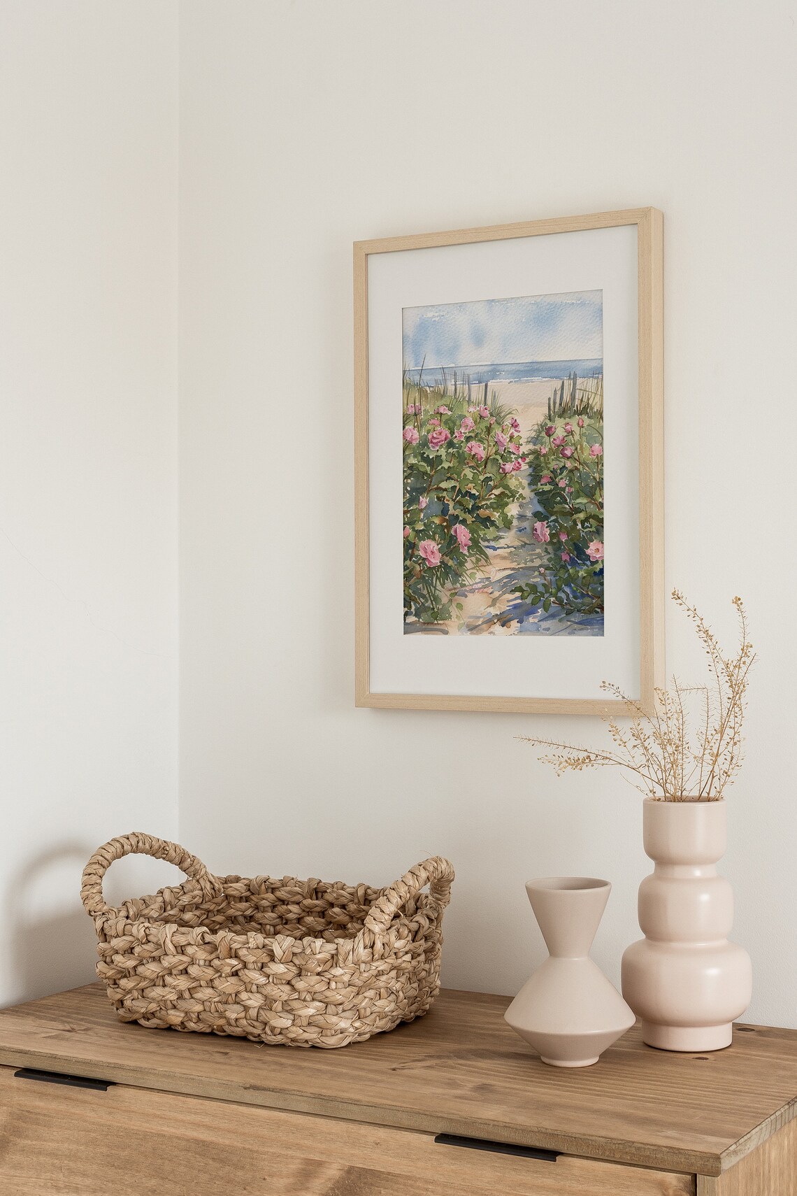 Cape Cod Beach Roses Watercolor Art Print - Image 2