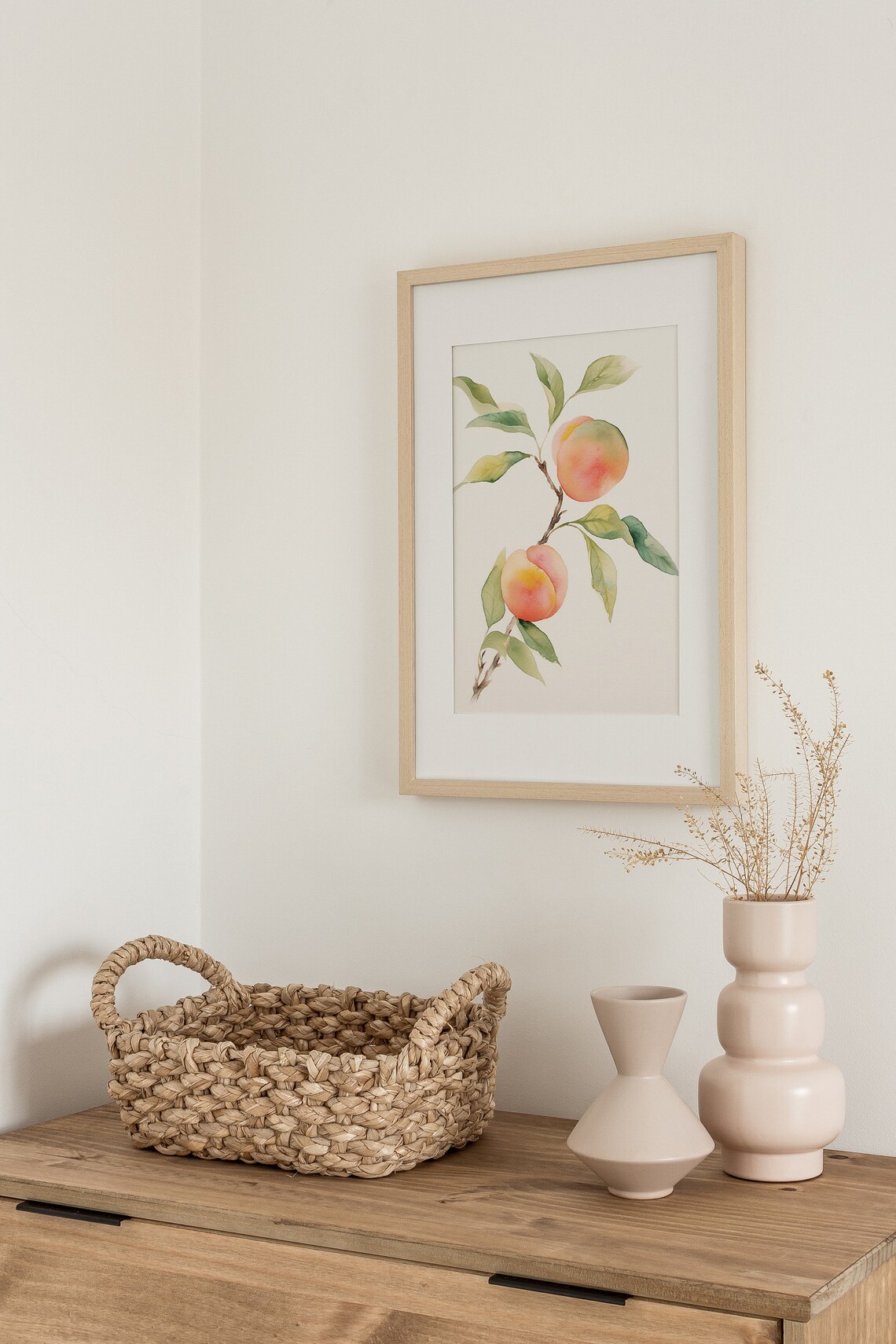 Peach Watercolor Fruit Art Print, Kitchen Wall Decor - Image 3