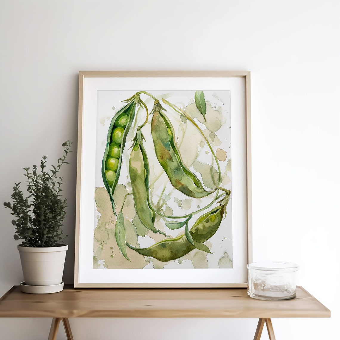 Watercolor Pea Pods Botanical Illustration Poster for Kitchen Decor - Image 4