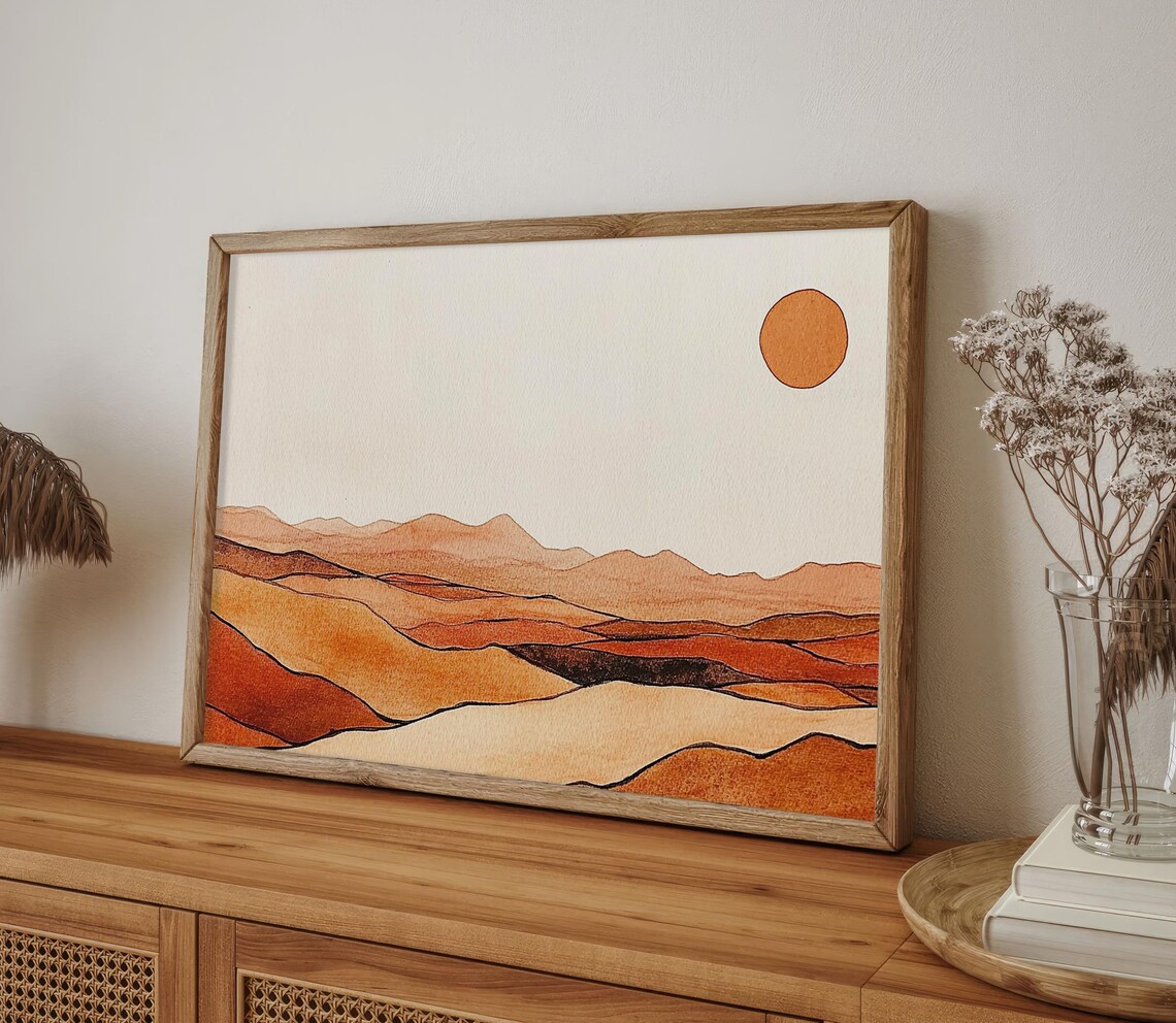 Minimalist Desert Painting Sedona Arizona Watercolor Art Print Rocky Landscape Wall Art Southwestern Print - Image 4